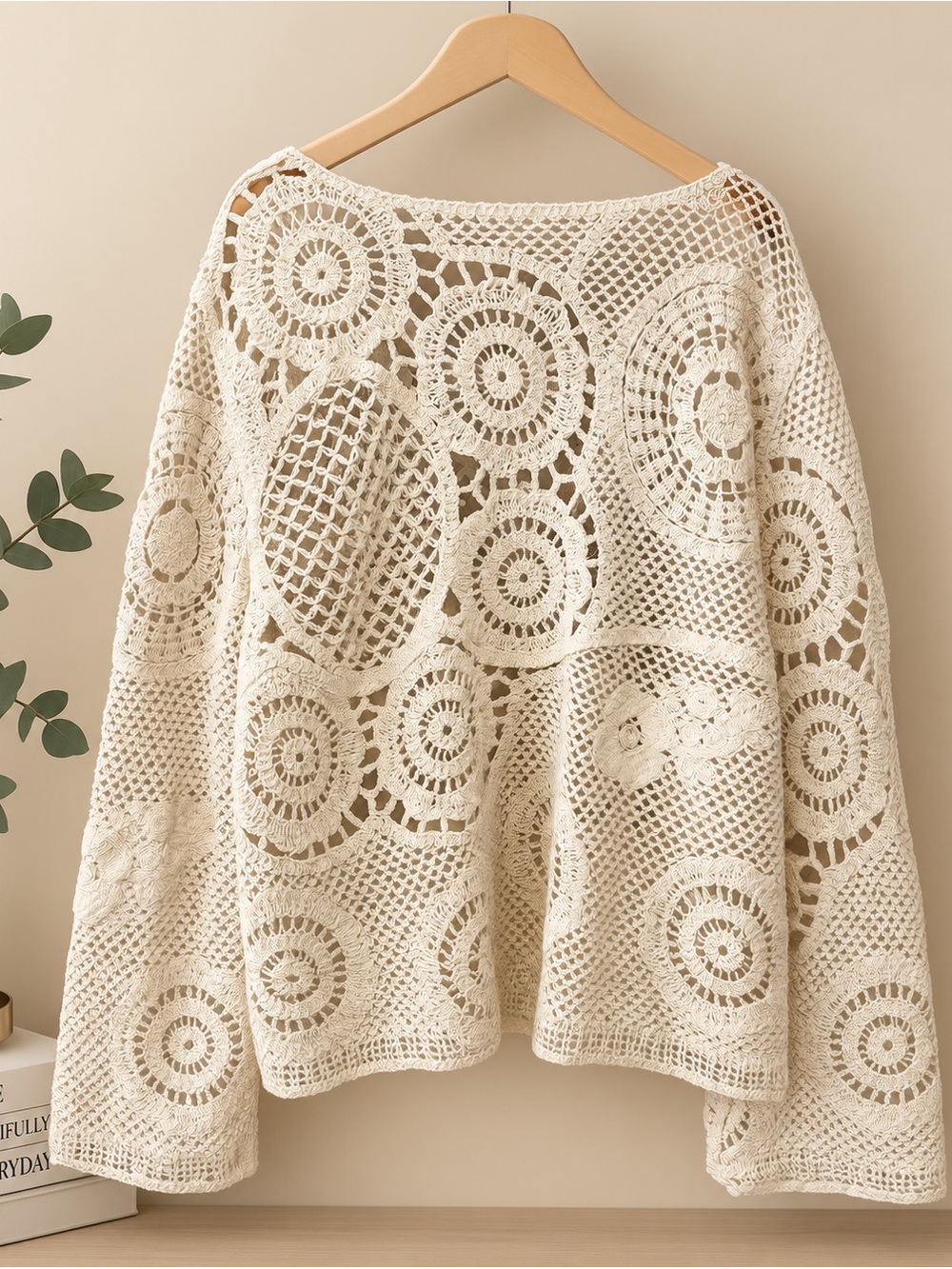 Ultra Pink Cream Crochet Bell Sleeve cardigan/camisole 🍁 - Picture 3 of 6
